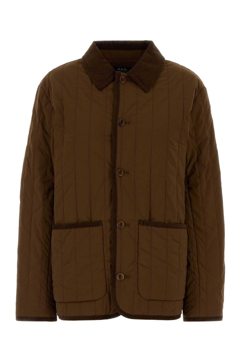brown stretch nylon leone jacket by Selfnex