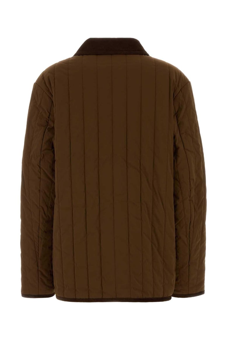 brown stretch nylon leone jacket by Selfnex