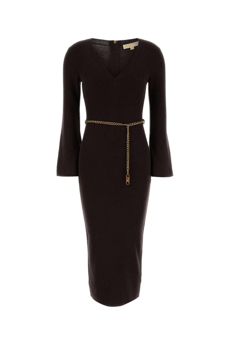 chocolate wool blend dress by Selfnex
