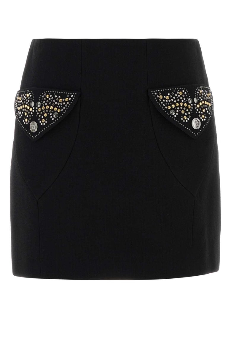 black wool mini skirt by Selfnex
