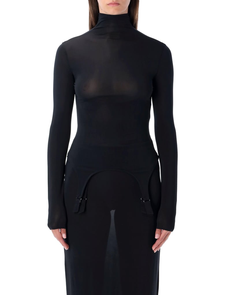 jean paul gaultier long-sleeve high-neck body with lingerie details by Selfnex