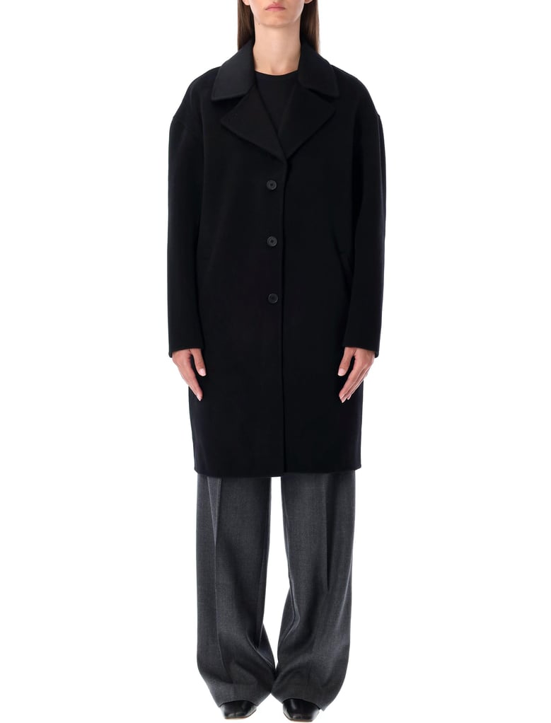oversized black wool blend coat by Selfnex