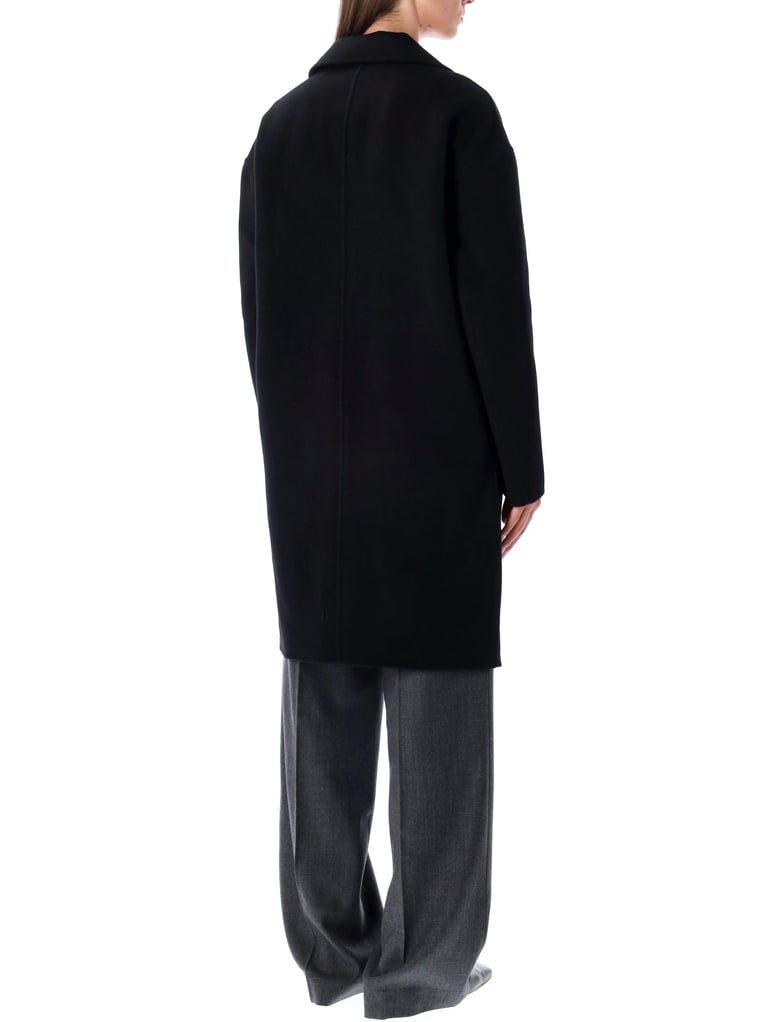 oversized black wool blend coat by Selfnex