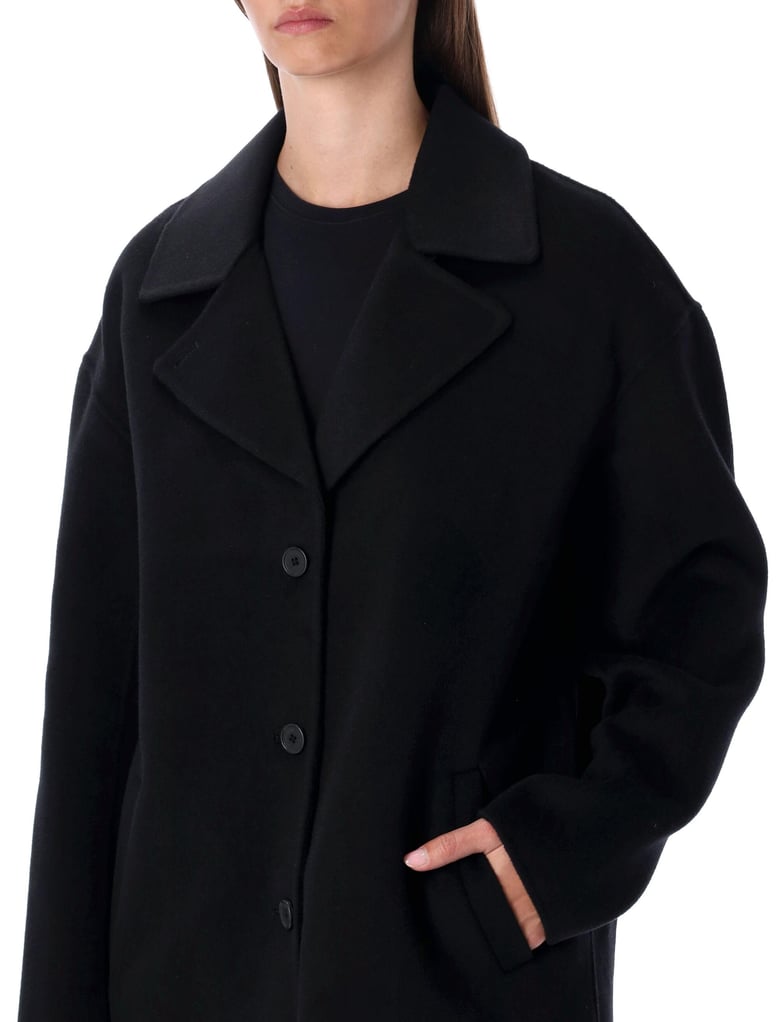 oversized black wool blend coat by Selfnex