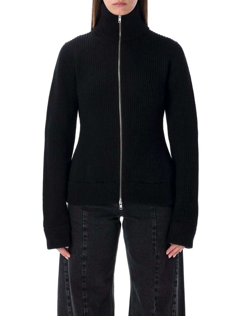 maison margiela wool ribbed zip-up high-neck cardigan by Selfnex