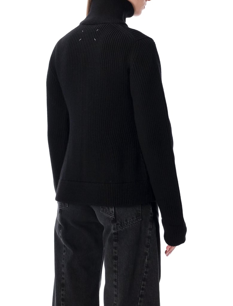 maison margiela wool ribbed zip-up high-neck cardigan by Selfnex