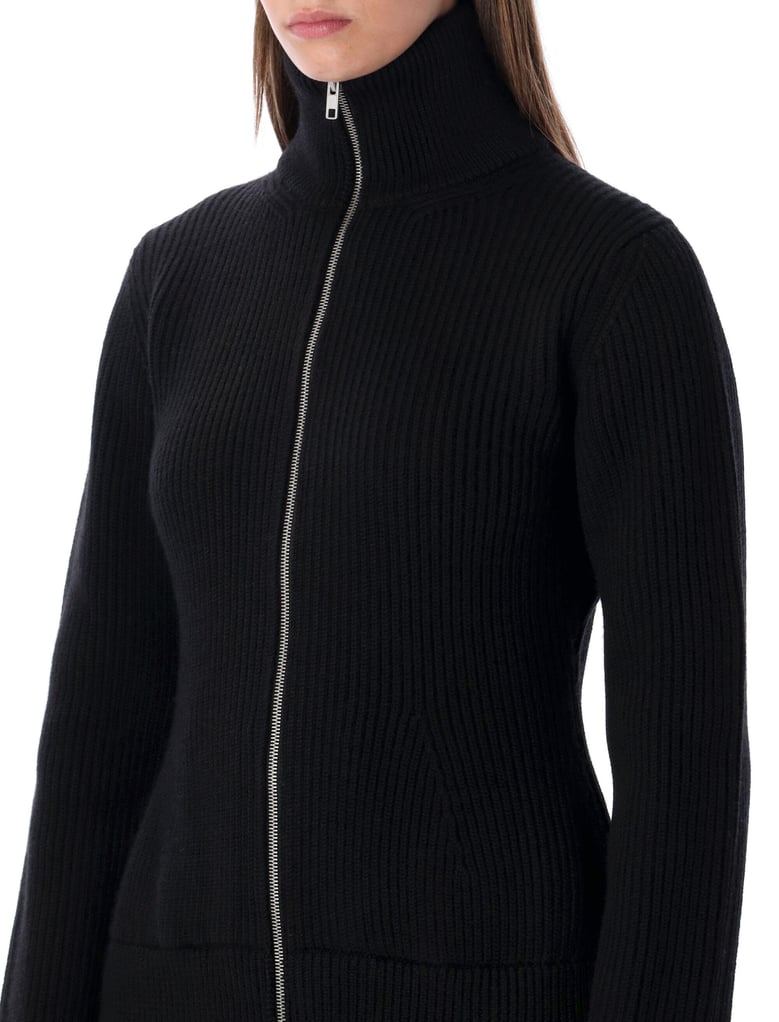 maison margiela wool ribbed zip-up high-neck cardigan by Selfnex