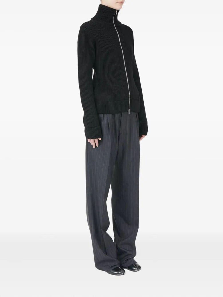 maison margiela wool ribbed zip-up high-neck cardigan by Selfnex