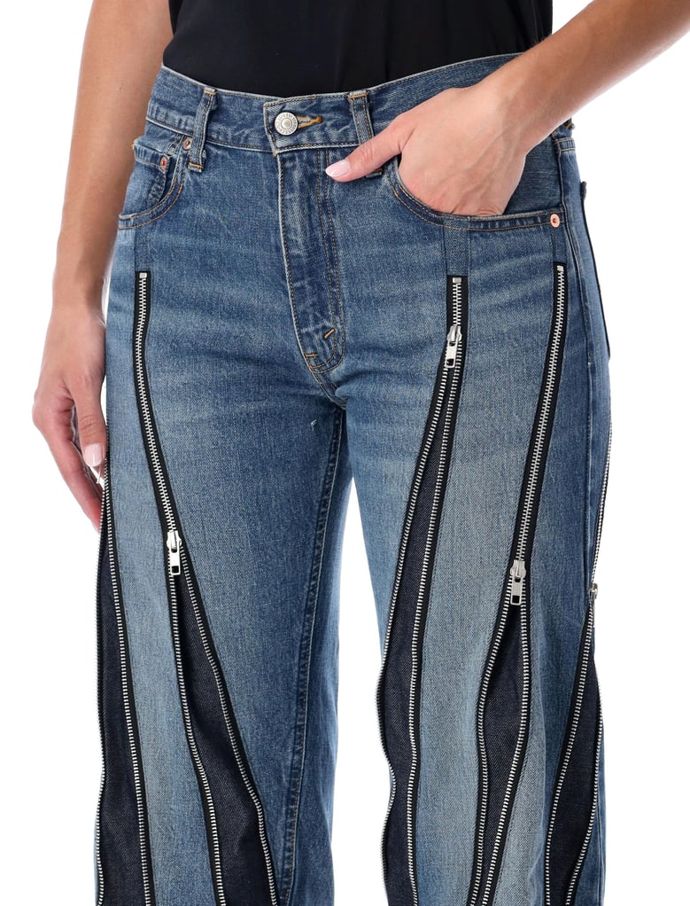 junya watanabe blue zipped denim jeans by Selfnex