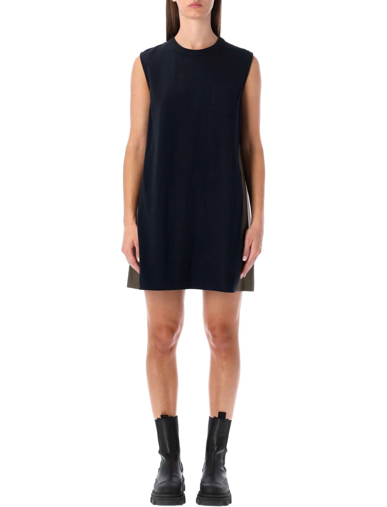 sacai short dress with contrasting pleated back by Selfnex