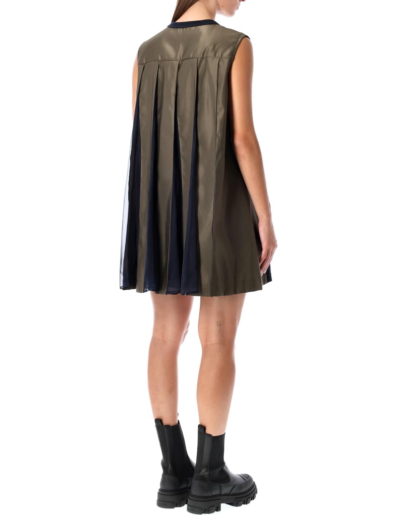 sacai short dress with contrasting pleated back by Selfnex