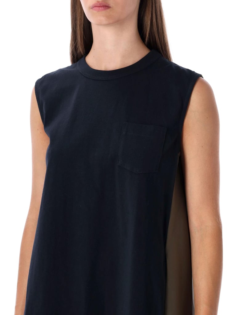 sacai short dress with contrasting pleated back by Selfnex