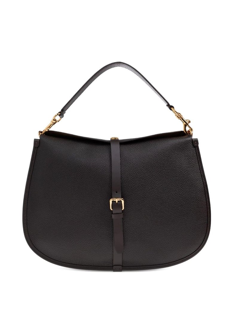 buckle-fastening extra-large leather shoulder bag by Selfnex