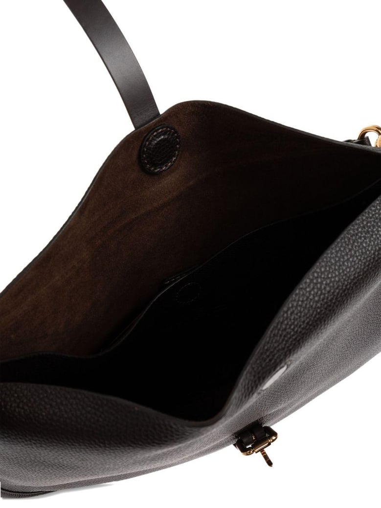 buckle-fastening extra-large leather shoulder bag by Selfnex