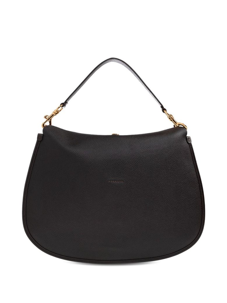 buckle-fastening extra-large leather shoulder bag by Selfnex