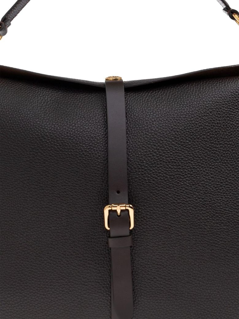 buckle-fastening extra-large leather shoulder bag by Selfnex