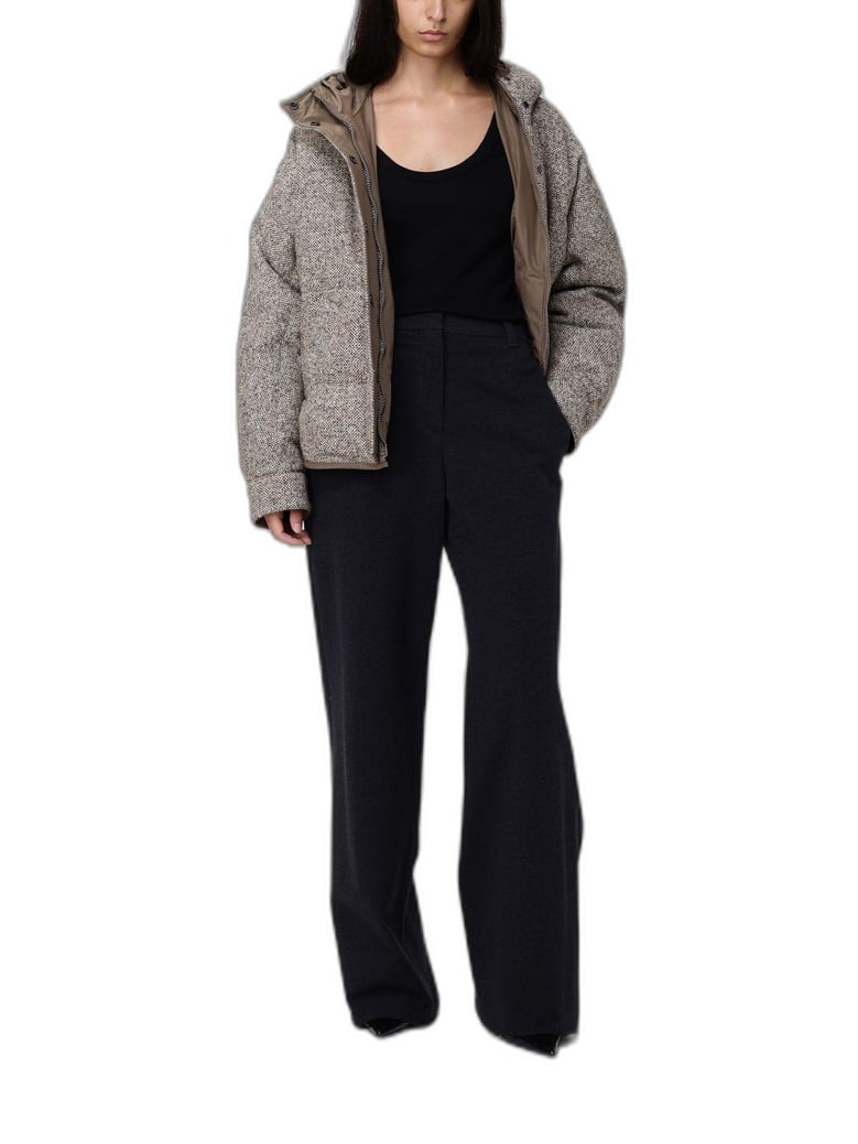 reversible virgin wool and silk down jacket with hood by Selfnex