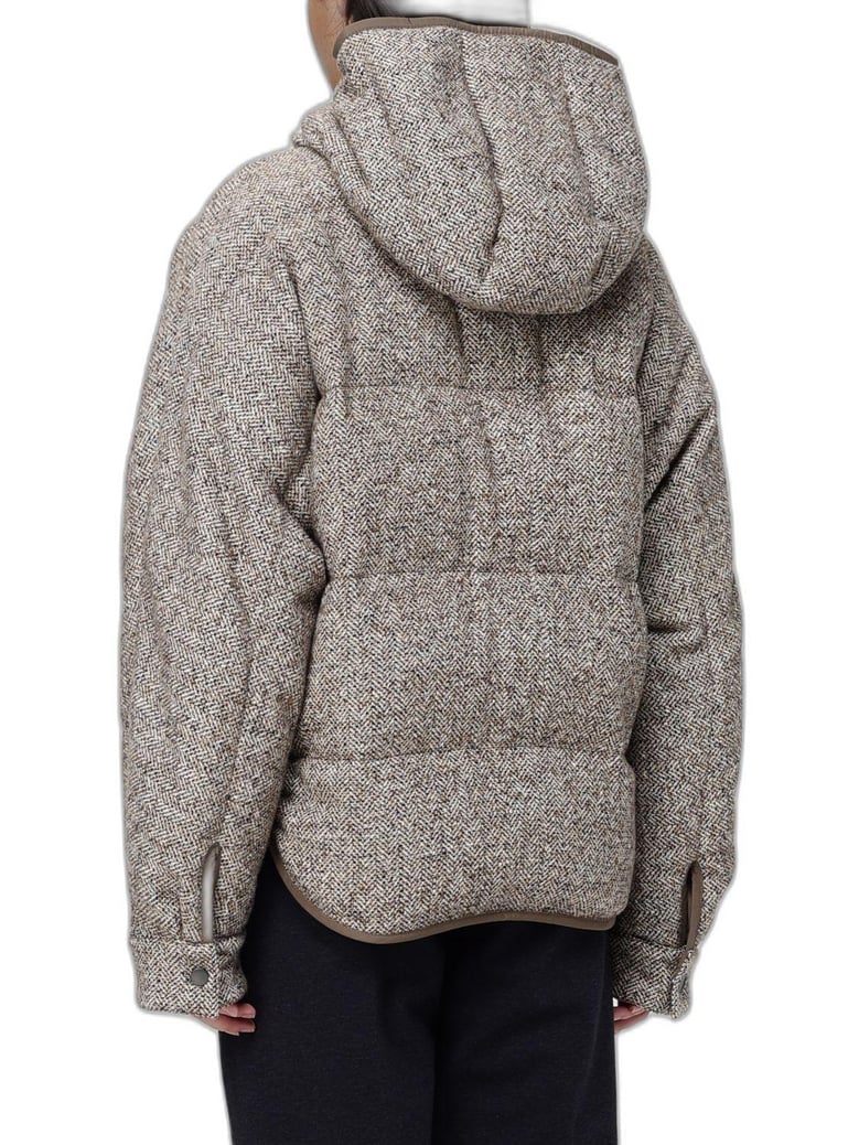 reversible virgin wool and silk down jacket with hood by Selfnex