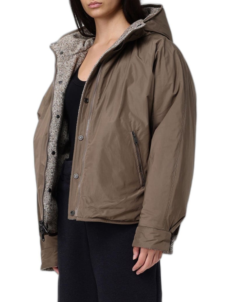 reversible virgin wool and silk down jacket with hood by Selfnex