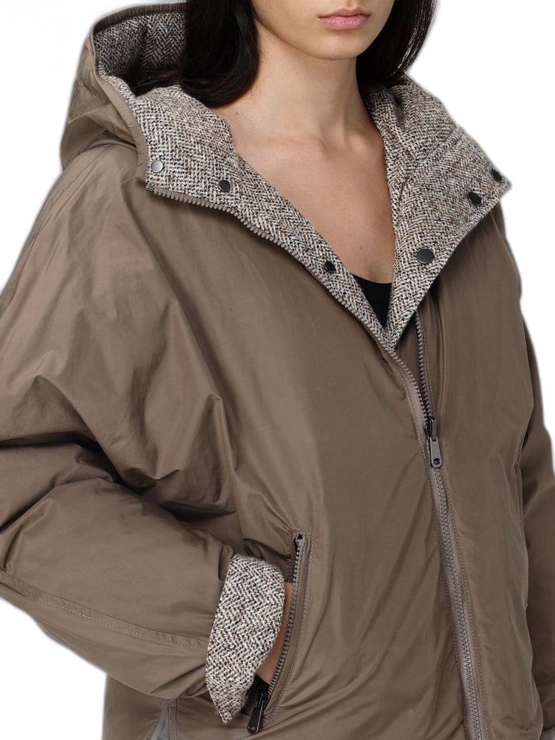reversible virgin wool and silk down jacket with hood by Selfnex