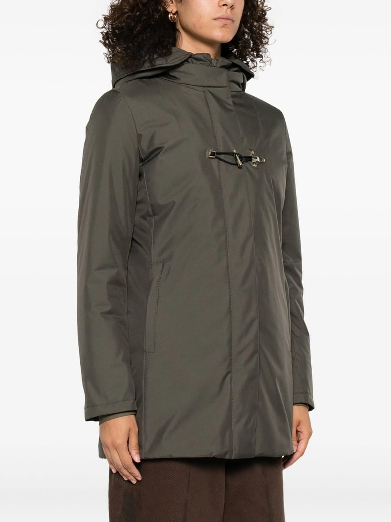 technical gabardine toggle coat by Selfnex