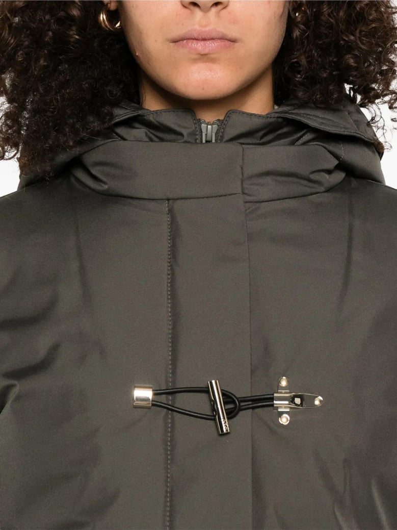 technical gabardine toggle coat by Selfnex