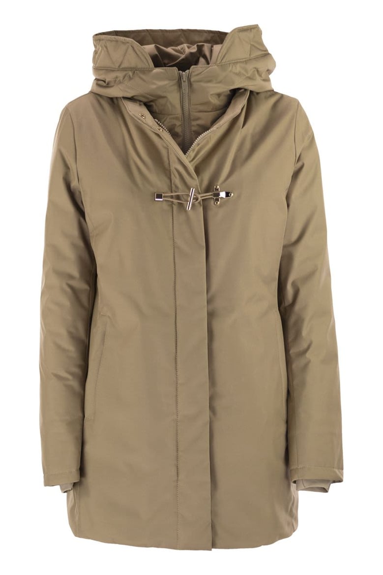 technical gabardine toggle coat by Selfnex