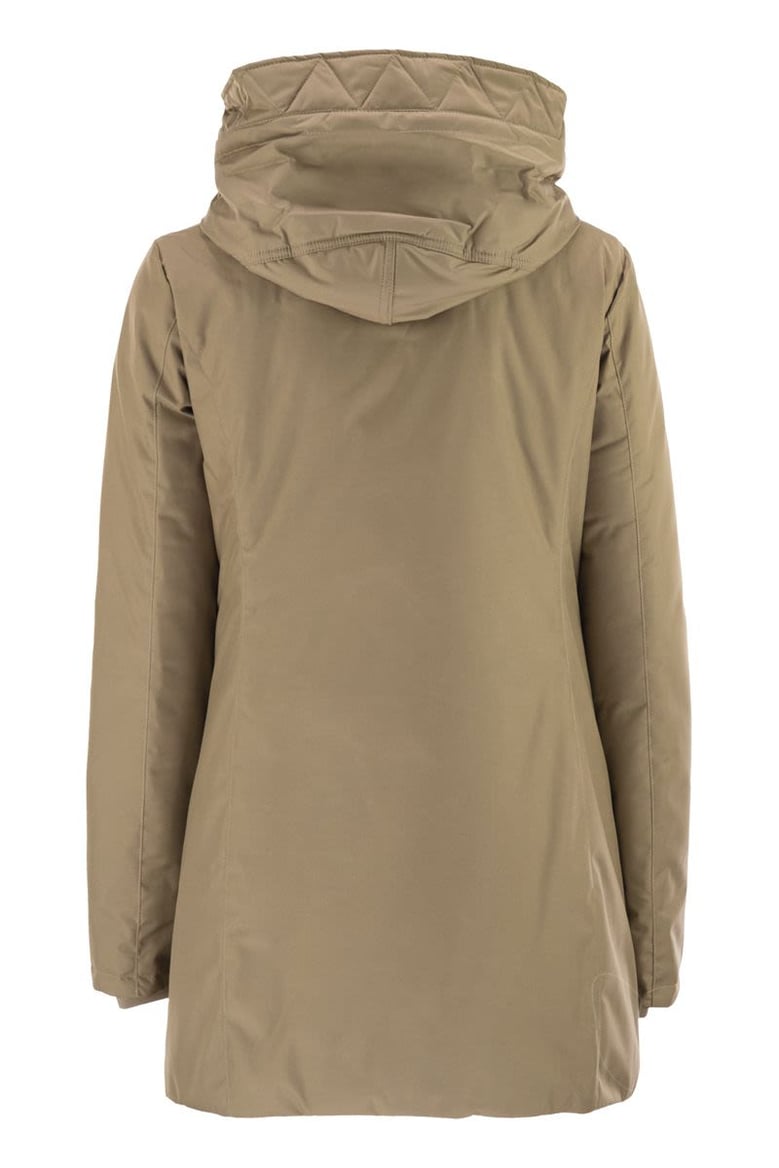 technical gabardine toggle coat by Selfnex