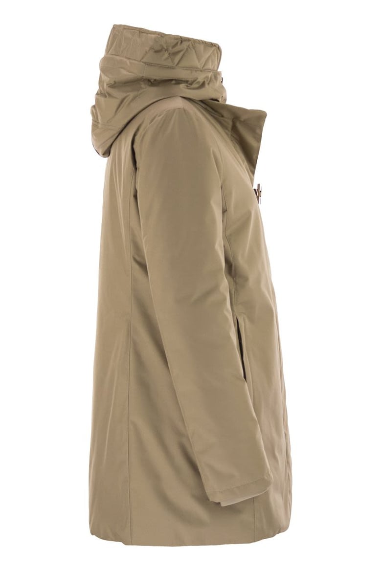 technical gabardine toggle coat by Selfnex