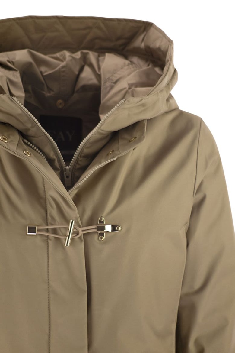 technical gabardine toggle coat by Selfnex