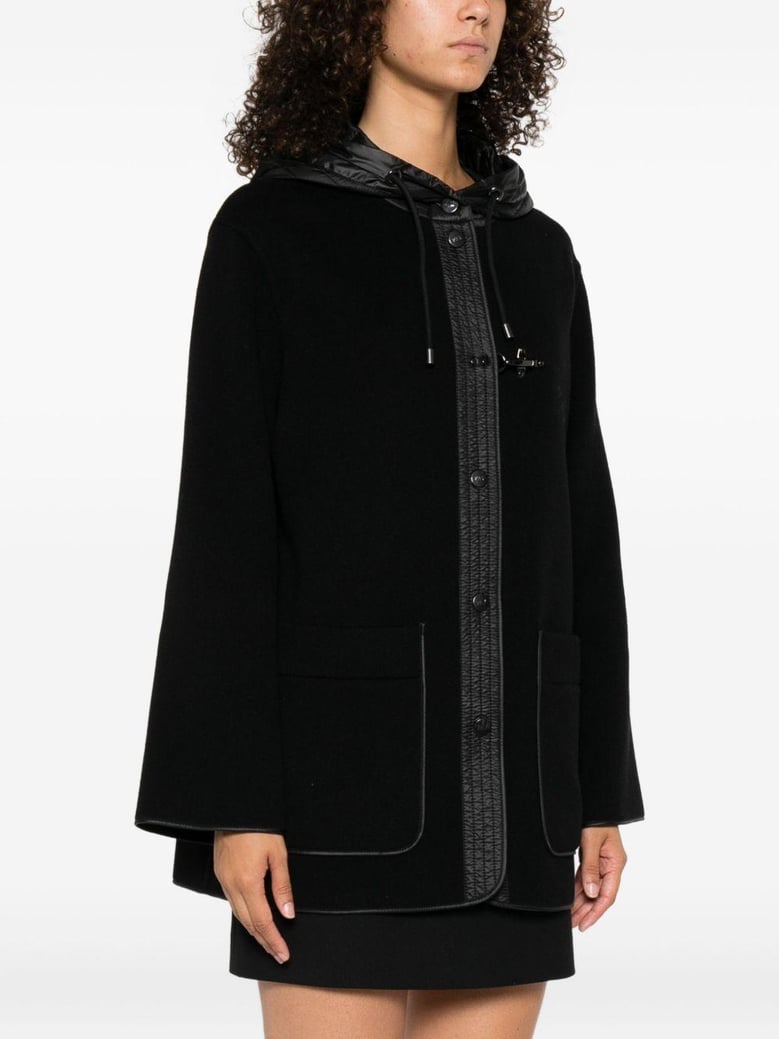 two-material wool and cashmere caban coat by Selfnex