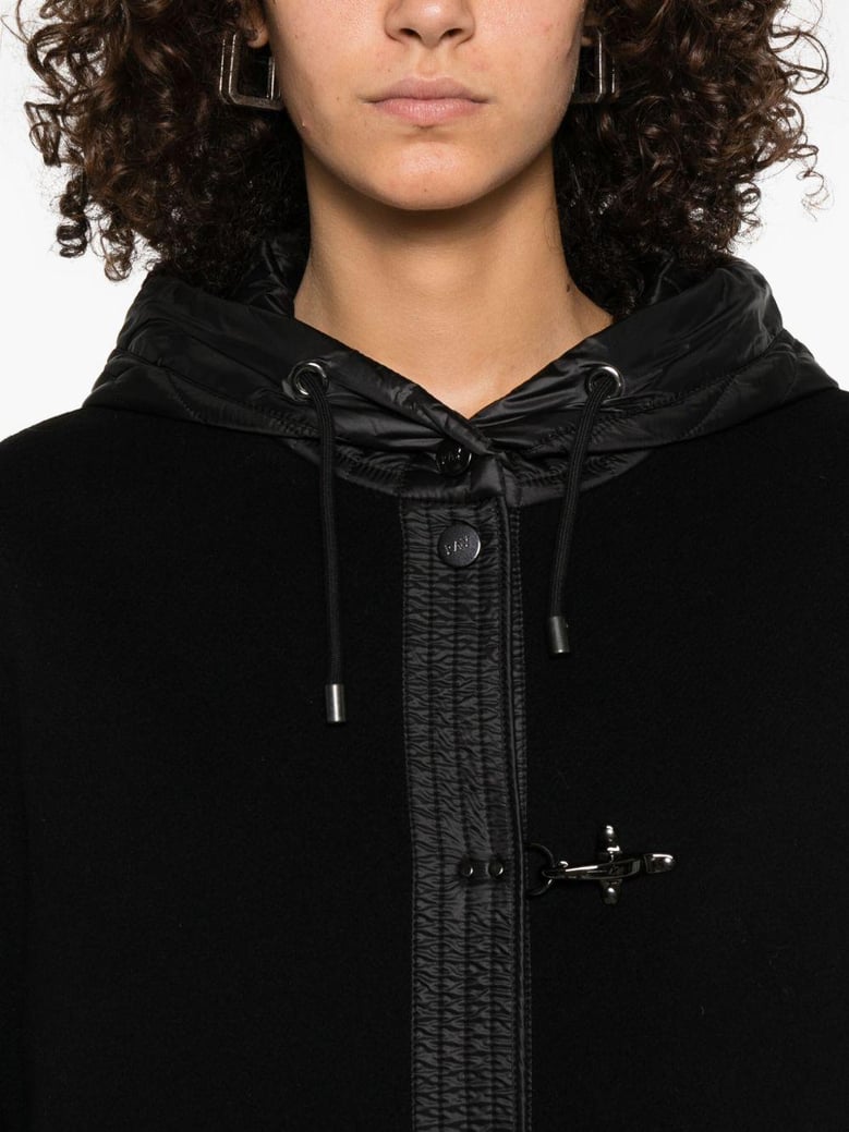 two-material wool and cashmere caban coat by Selfnex