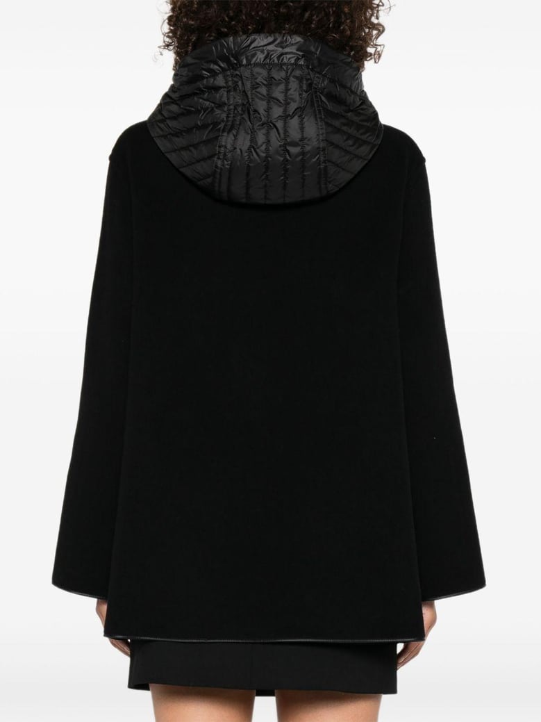 two-material wool and cashmere caban coat by Selfnex