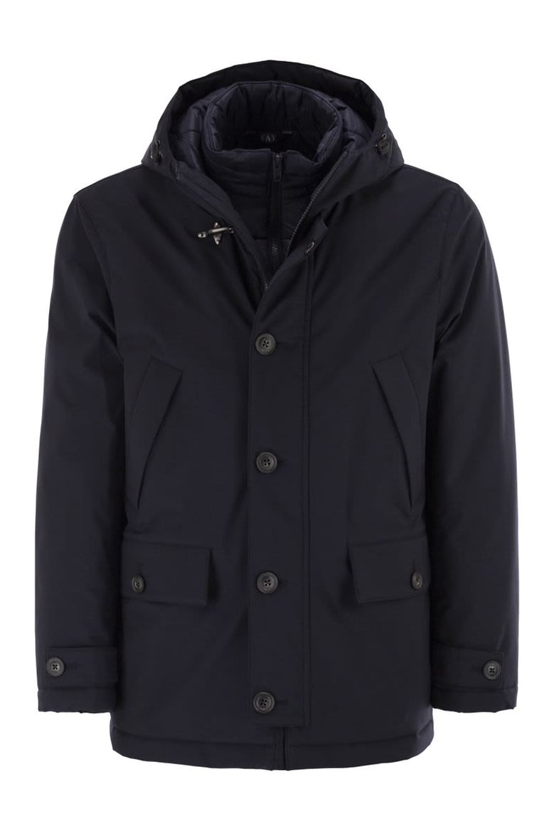 short parka in technical gabardine by Selfnex