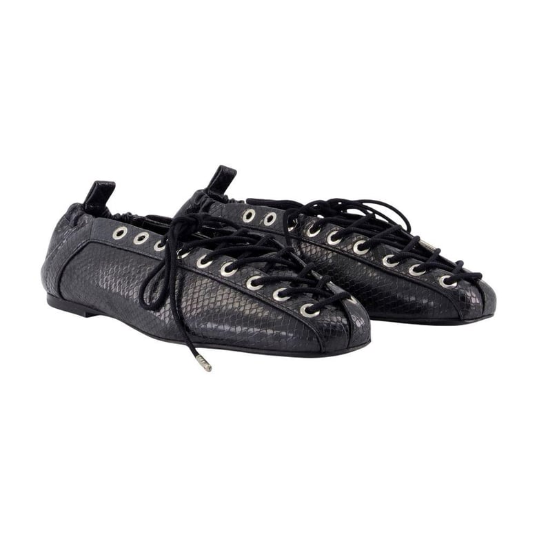 eyelets lace up snake ballerinas by Selfnex