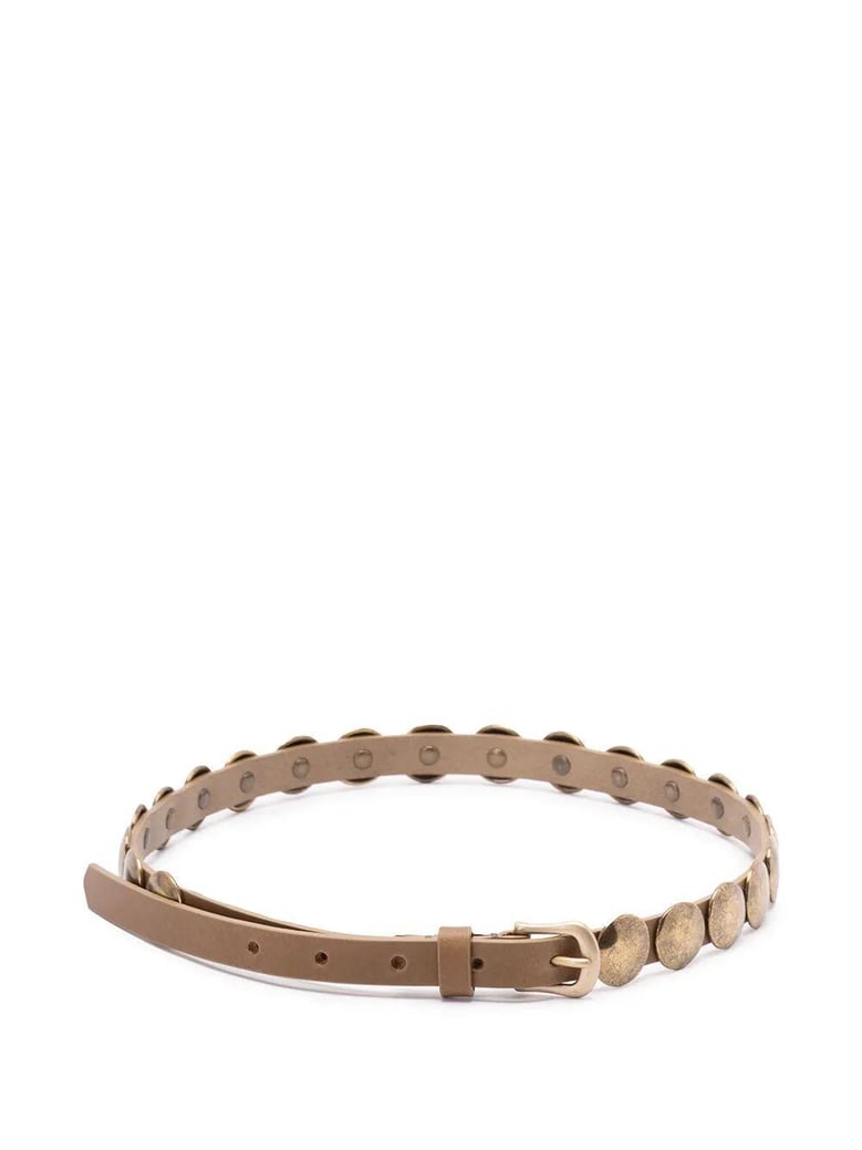 belt trinidad thin washed leather flesh side with studs by Selfnex