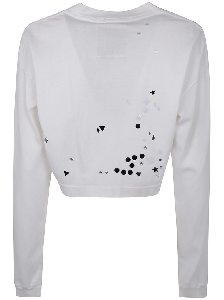 embellished distressed long sleeves mini tee by Selfnex