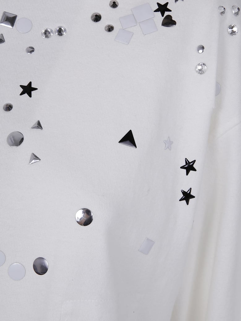 embellished distressed long sleeves mini tee by Selfnex