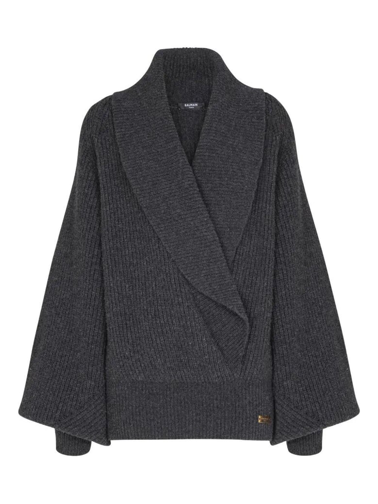 batwing open neck ribbed knit pull by Selfnex