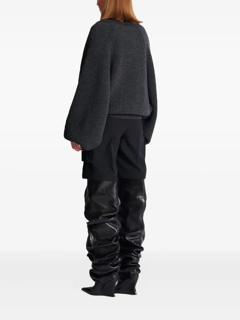 batwing open neck ribbed knit pull by Selfnex