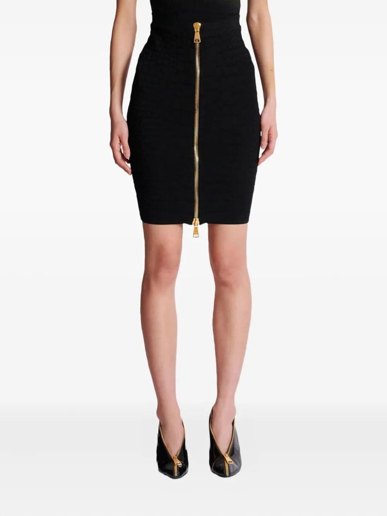 hw zipped croco knit knee lenght skirt by Selfnex