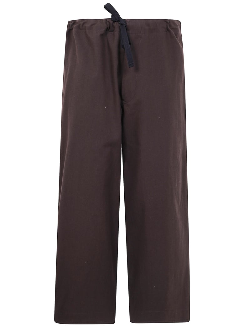 straight string twill trousers by Selfnex