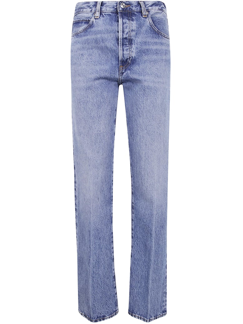 the vertical high rise straight leg jeans by Selfnex