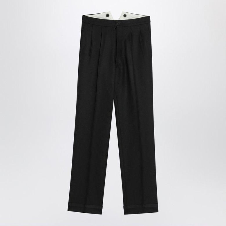 herringbone wool pleated trousers by Selfnex