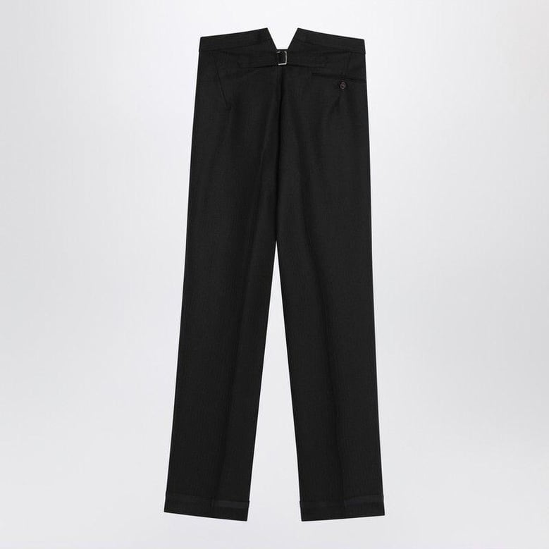 herringbone wool pleated trousers by Selfnex