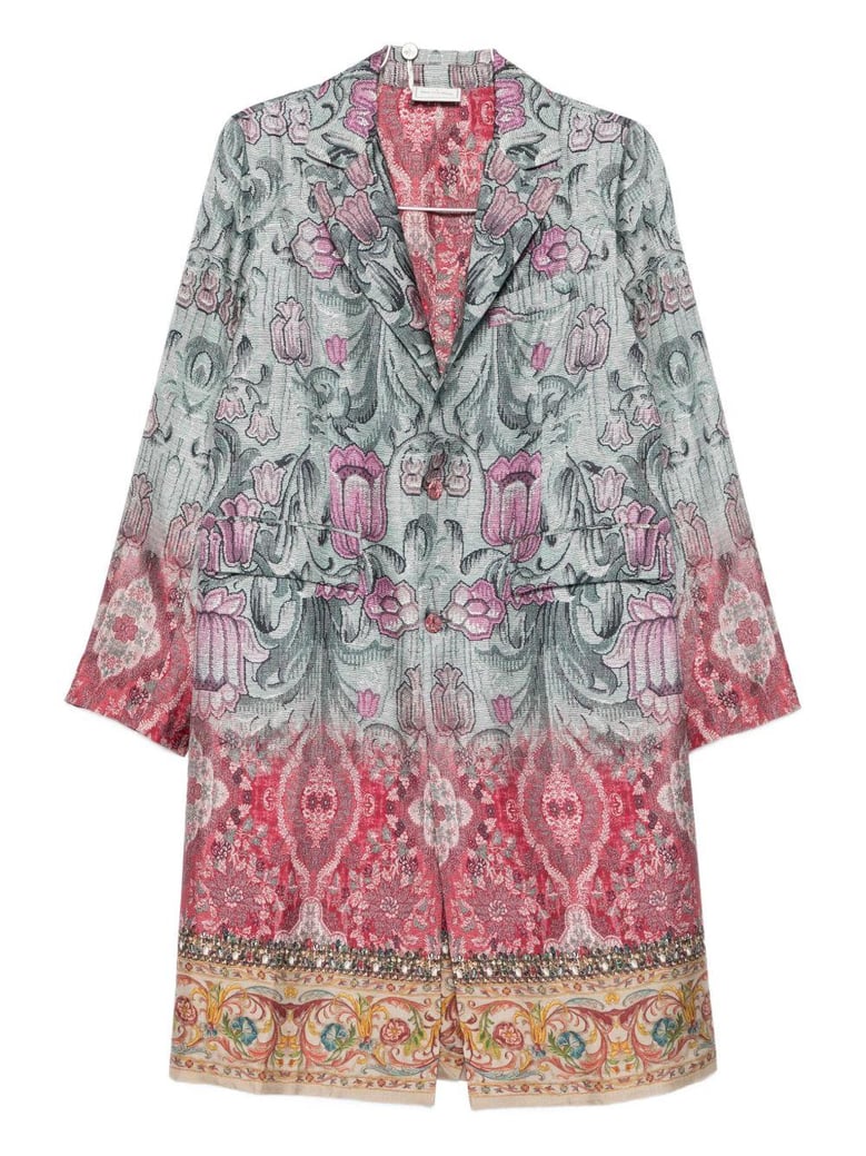 silk printed single-breasted coat by Selfnex