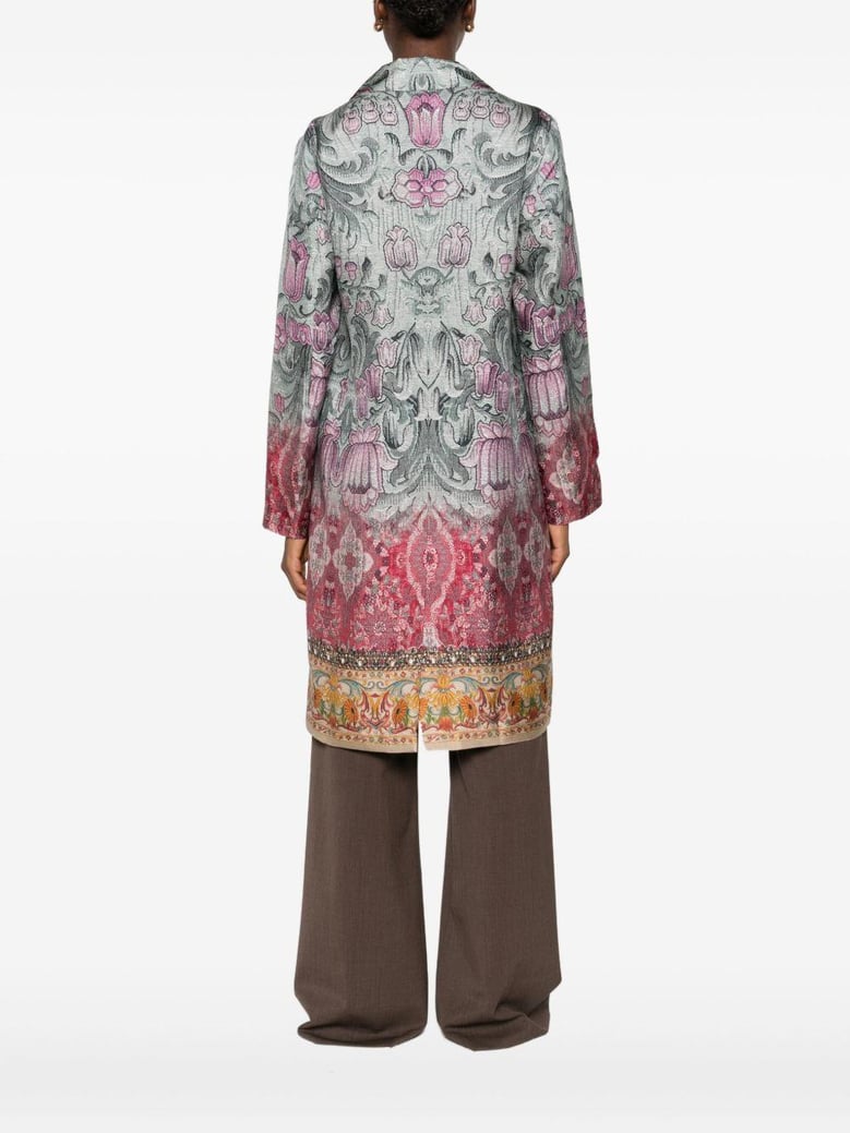 silk printed single-breasted coat by Selfnex