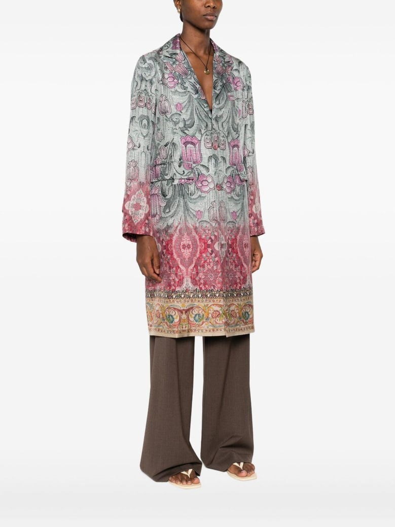 silk printed single-breasted coat by Selfnex