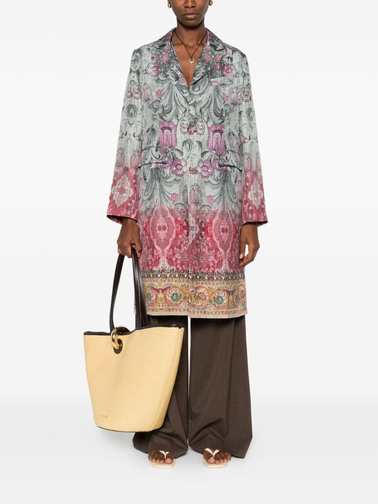 silk printed single-breasted coat by Selfnex