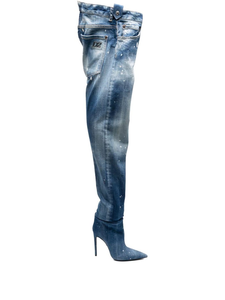 denim heel boots by Selfnex